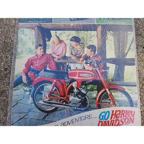 Vtg 1967 Harley Davidson Motorcycle "GO ADVENTURE" M-65 Print Ad Ephemera - Picture 3 of 4